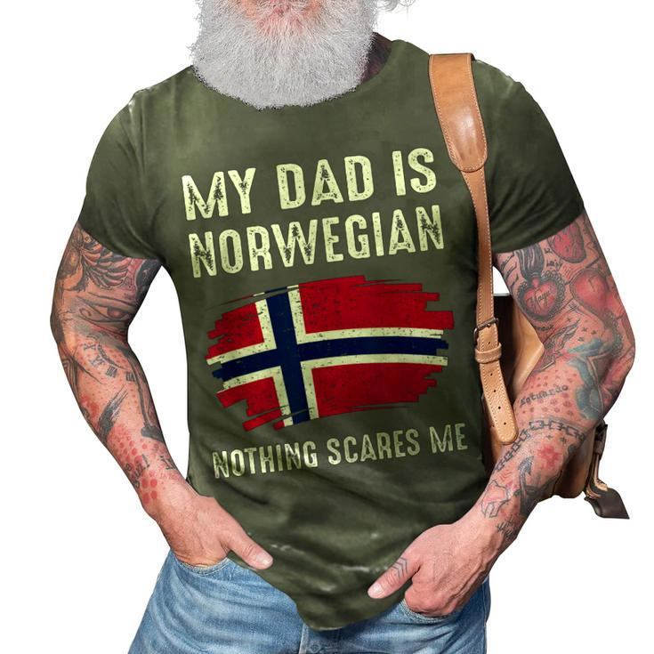 My Dad Is Norwegian Norway Pride Flag Heritage Roots 3D Print Casual Tshirt