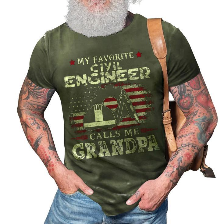 My Favorite Civil Engineer Calls Me Grandpa Usa Flag Father Gift For Mens 3D Print Casual Tshirt