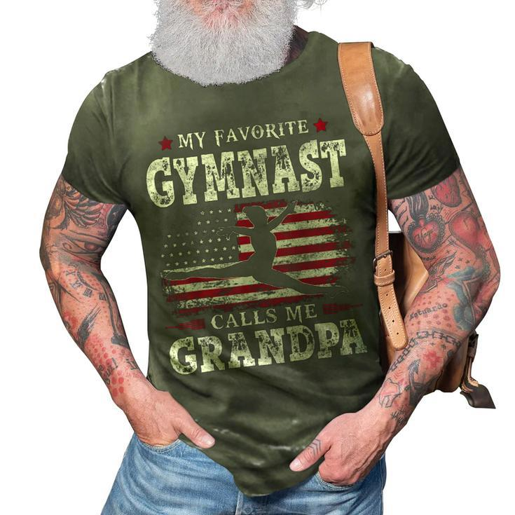 My Favorite Gymnast Calls Me Grandpa Usa Flag Father Gift 3D Print Casual Tshirt