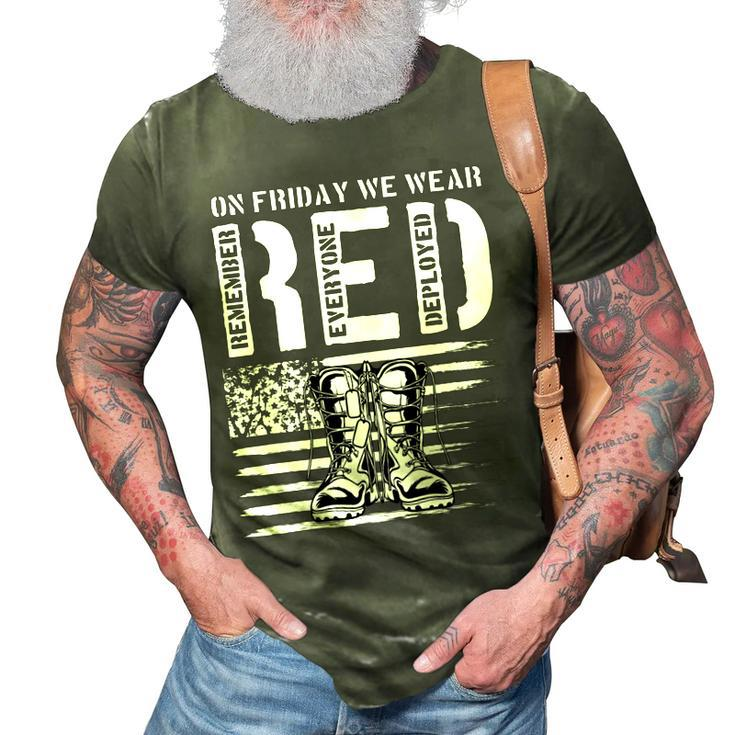 On Friday We Wear Red Friday Military Support Troops Us Flag 3D Print Casual Tshirt