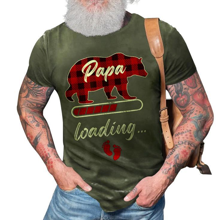 Papa Loading Dad Father Bear Buffalo Vintage Plaid Pattern 3D Print Casual Tshirt