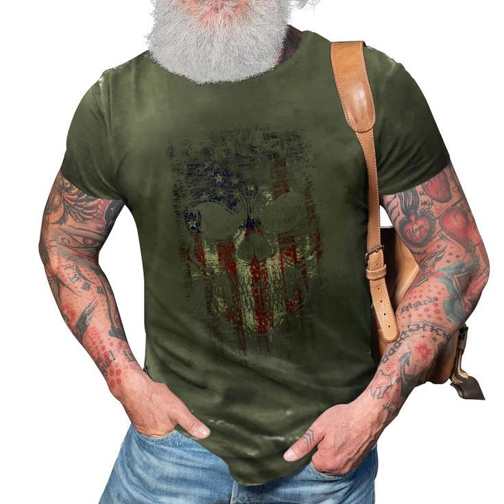 Patriotic Military American Flag Skull Gift 3D Print Casual Tshirt