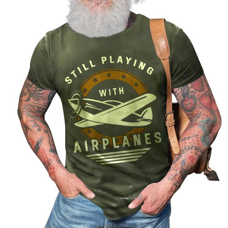 Mazezy Men's I Still Play with Planes Mechanic Hobby Airplane T Shirt