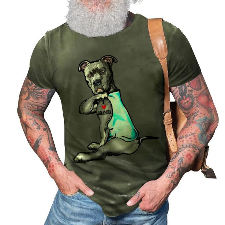 Pitbull Tattoo I Love Grampa Funny Fathers Day Family 3D Print Casual Tshirt