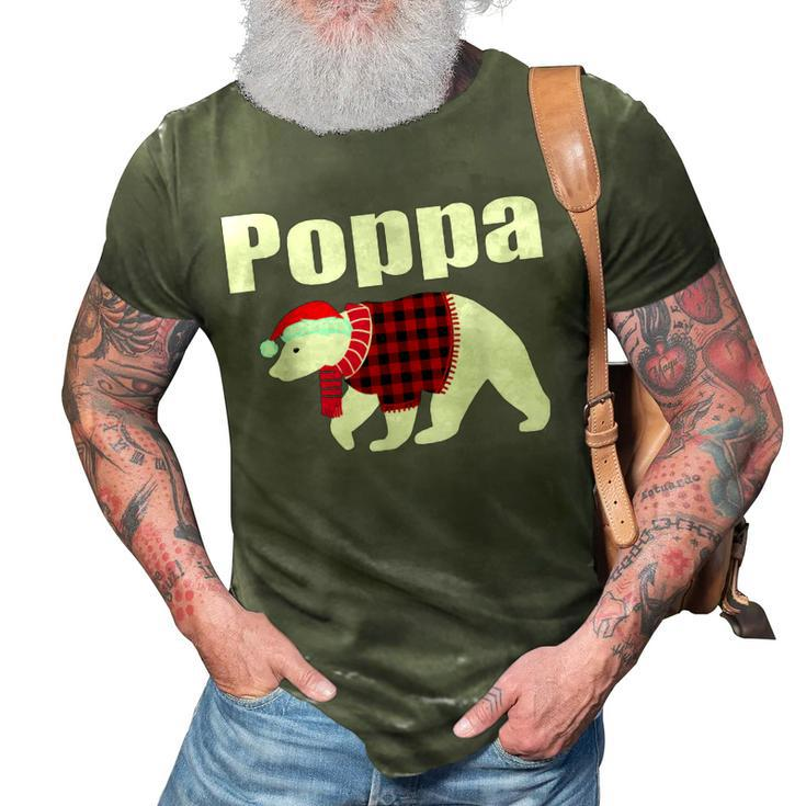 Poppa Bear Red Plaid Buffalo Matching Family Pajama Gift For Mens 3D Print Casual Tshirt