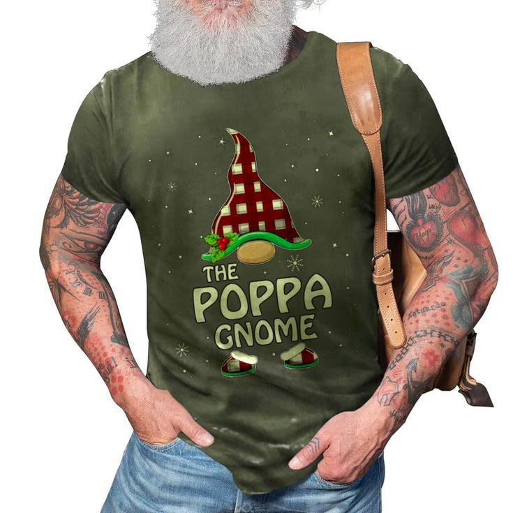 Poppa Gnome Buffalo Plaid Matching Family Christmas Funny 3D Print Casual Tshirt
