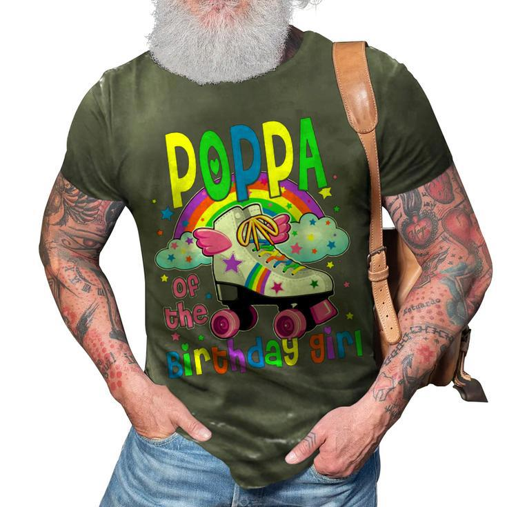Poppa Of The Birthday Girl Rolling Skate Family Vibes 3D Print Casual Tshirt