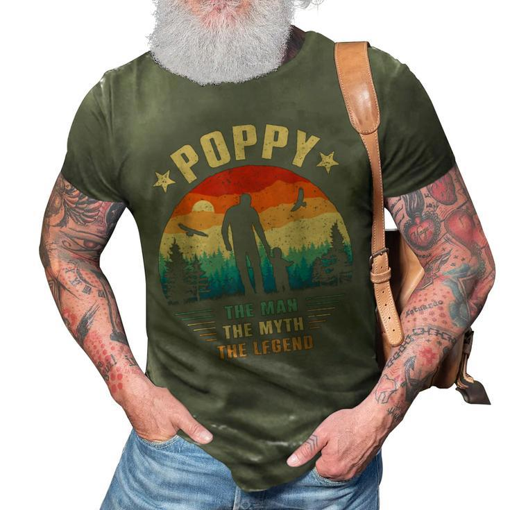 Poppy The Man The Myth The Legend Men Retro Sunset Grandpa 3D Print Casual Tshirt