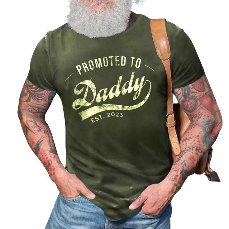 Promoted To Daddy 2023 Funny Humor New Dad Baby First Time Gift For Mens 3D Print Casual Tshirt
