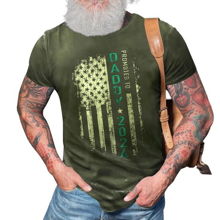 Promoted To Daddy 2024 Us American Flag For New Dad To Be Gift For Mens 3D Print Casual Tshirt