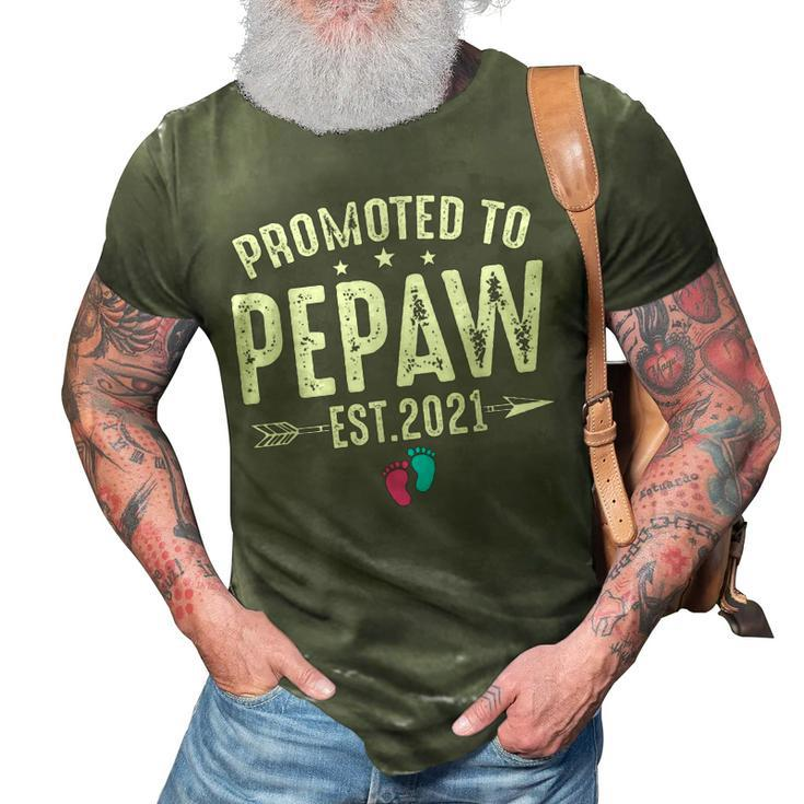 Promoted To Pepaw Est2021 New Grandpa To Be Gift Baby 3D Print Casual Tshirt