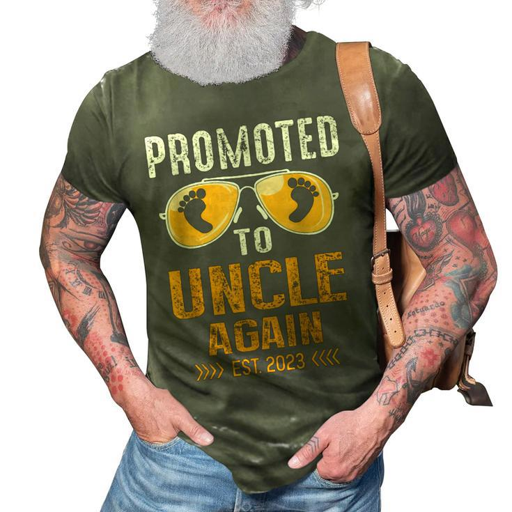 Promoted To Uncle Again 2023 Soon To Be Dad Again Gift For Mens 3D Print Casual Tshirt