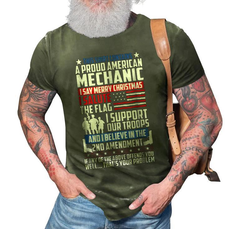 Proud American Mechanic Salute Support 2Nd Amendment 3D Print Casual Tshirt