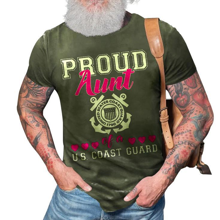 Proud Aunt Of A Us Coast Guard Military Family 4Th Of July Gift For Womens 3D Print Casual Tshirt