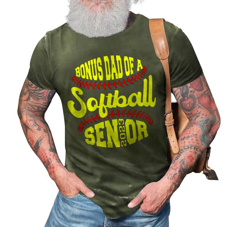 Proud Bonus Dad Of A Softball Senior 2023 Vintage Graduate 3D Print Casual Tshirt