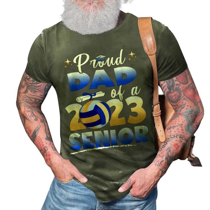 Proud Dad Of A 2023 Senior Volleyball Graduation 3D Print Casual Tshirt