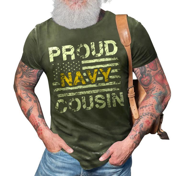 Proud Navy Cousin Us Flag Family Military Appreciation Gifts 3D Print Casual Tshirt