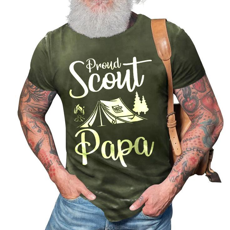 Proud Scout Papa Camping Scouting Tent Scout Dad Leader 3D Print Casual Tshirt