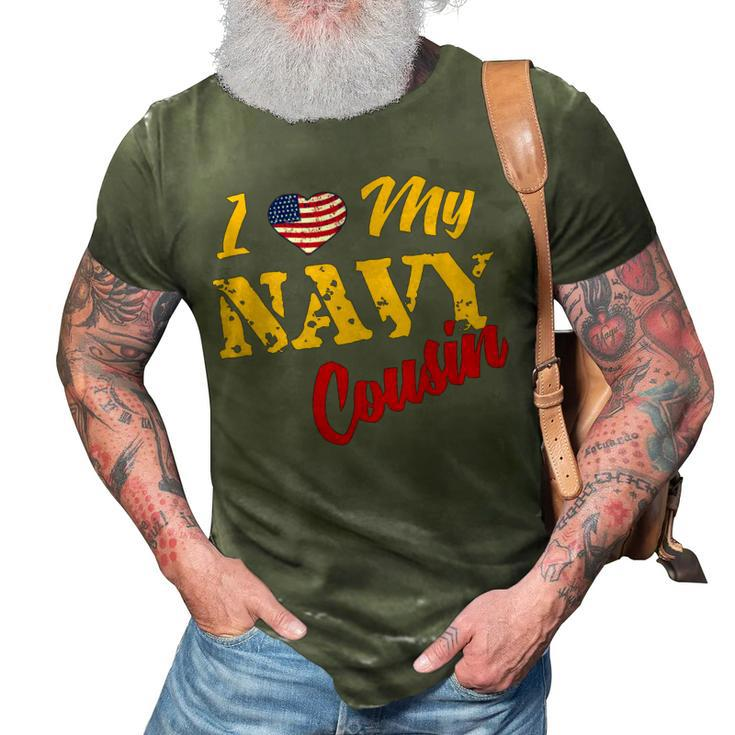 Proud Us Navy Cousin American Military Family Flag Gift 3D Print Casual Tshirt