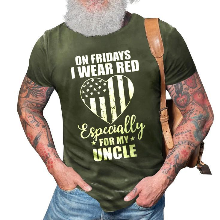 Red Friday For My Uncle Military Troops Deployed Wear Gift 3D Print Casual Tshirt