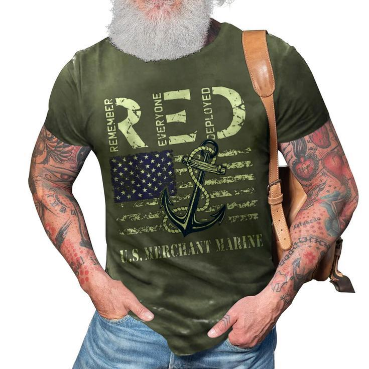 Red Friday United States Merchant Marine Navy Us Flag Anchor 3D Print Casual Tshirt