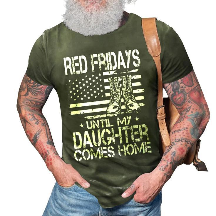 Red Fridays Until My Daughter Comes Home Military 3D Print Casual Tshirt