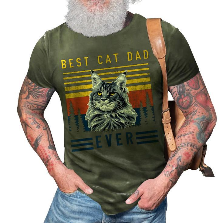 Retro Maine Coon Cat Best Cat Dad Ever Funny Cat Maine Coon 3D Print Casual Tshirt