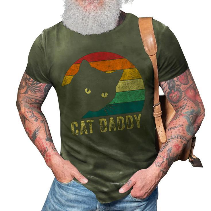 Retro Vintage Cat Daddy Funny Cat Dad Gifts Fathers Day 3D Print Casual Tshirt