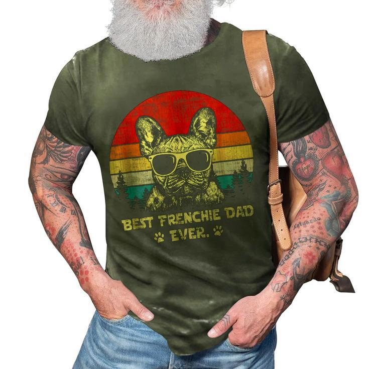Retro Vintage French Bulldog Best Frenchie Dad Ever Dad Gift For Mens 3D Print Casual Tshirt