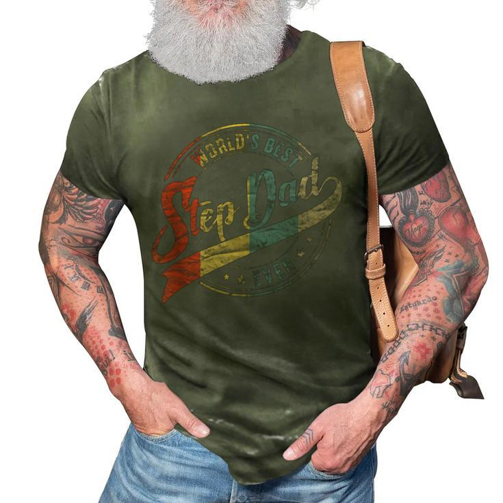Retro Vintage Worlds Best Step Dad Ever Gift For Mens 3D Print Casual Tshirt