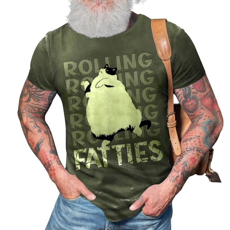 Rolling Fatties Cat Funny Cat Lover Outfit Cat Dad Cat Mom 3D Print Casual Tshirt