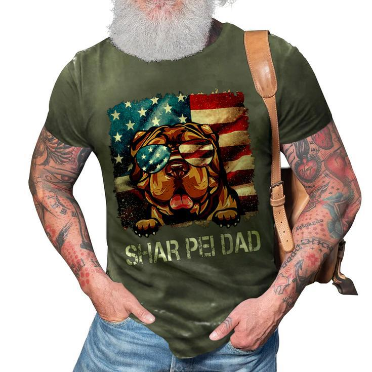 Shar Pei Dad American Flag 4Th Of July Dog Fathers Day Gift For Mens 3D Print Casual Tshirt