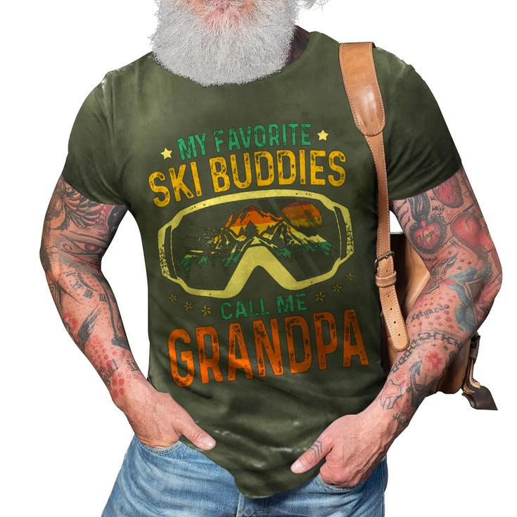 Skiing My Favorite Ski Buddies Call Me Grandpa Gift For Mens 3D Print Casual Tshirt