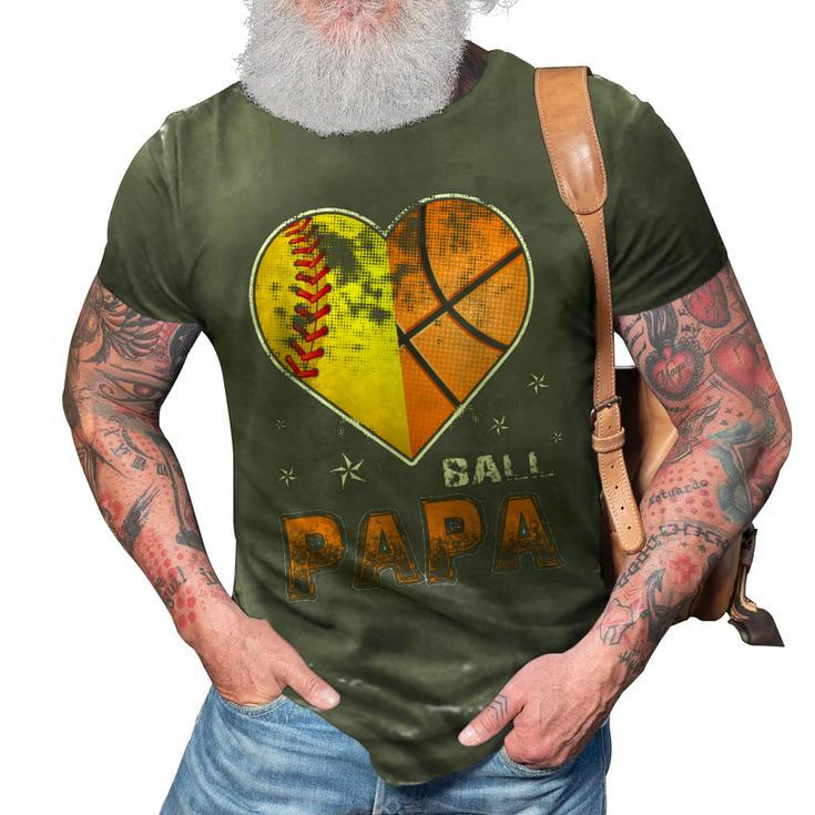 Softball Basketball Papa Grandpa Cool Distressed Gift For Mens 3D Print Casual Tshirt