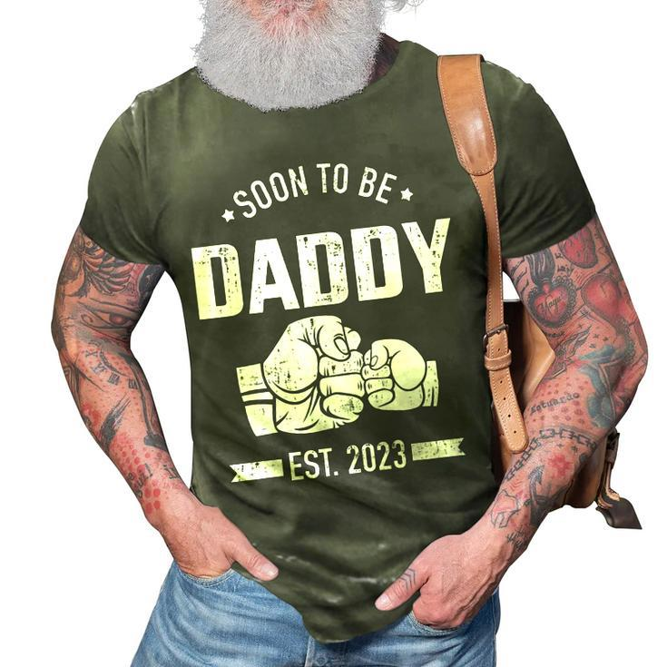 Soon To Be Daddy Est 2023 For Dad Pregnancy Announcement Gift For Mens 3D Print Casual Tshirt