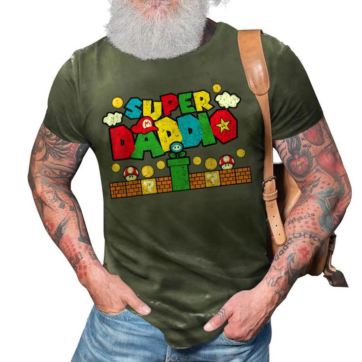 Super Dad Fathers Day Gamer Daddy Super Daddio 3D Print Casual Tshirt