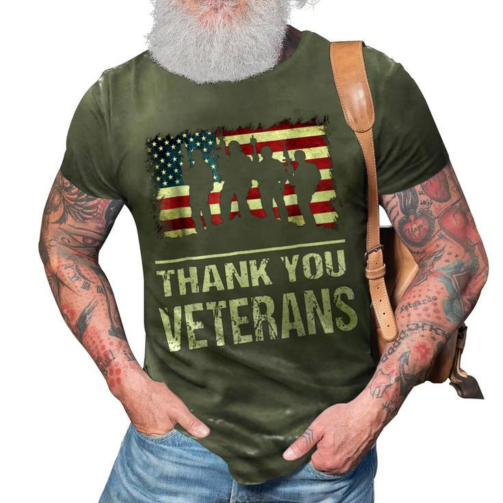 Thank You Military Veterans  Veterans Day 3D Print Casual Tshirt