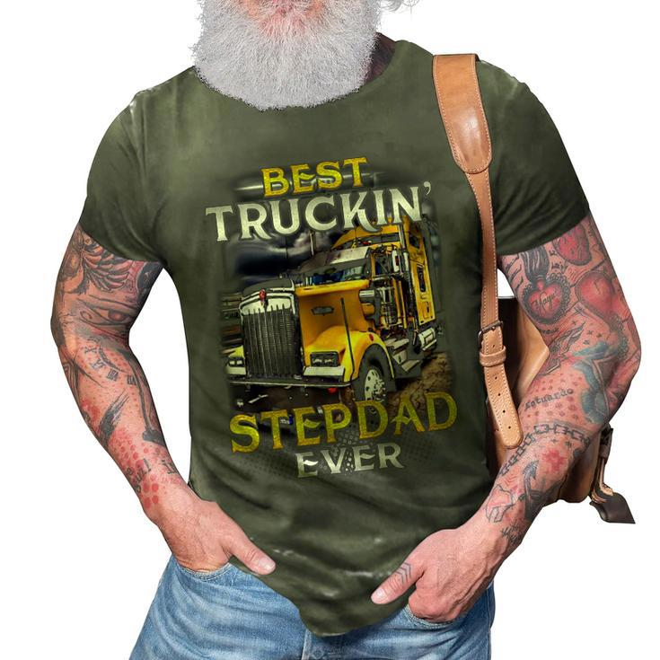 Trucker Fathers Day Best Truckin Stepdad Ever 3D Print Casual Tshirt
