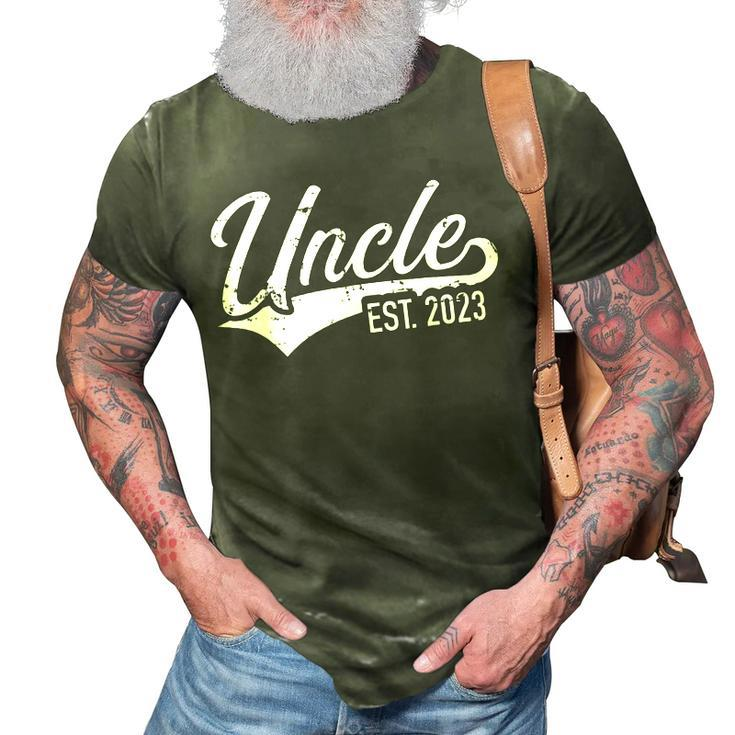 Uncle Est 2023 For Pregnancy Announcement Gift For Mens 3D Print Casual Tshirt