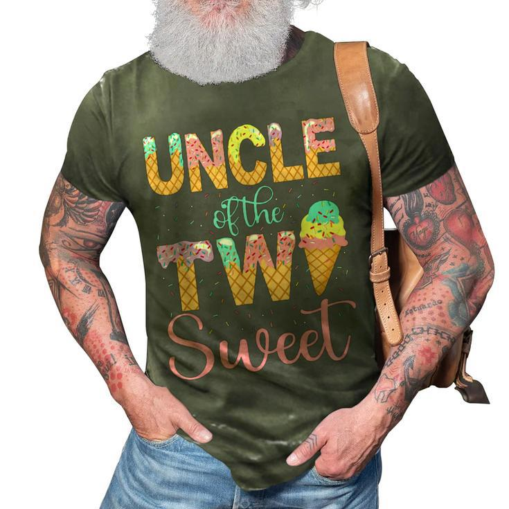 Uncle Of The Two Sweet Birthday Girl Ice Cream  2Nd 3D Print Casual Tshirt