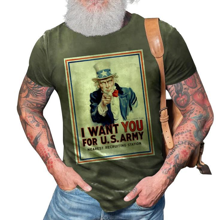 Uncle Sam I Want You For Us Army Vintage Poster 3D Print Casual Tshirt