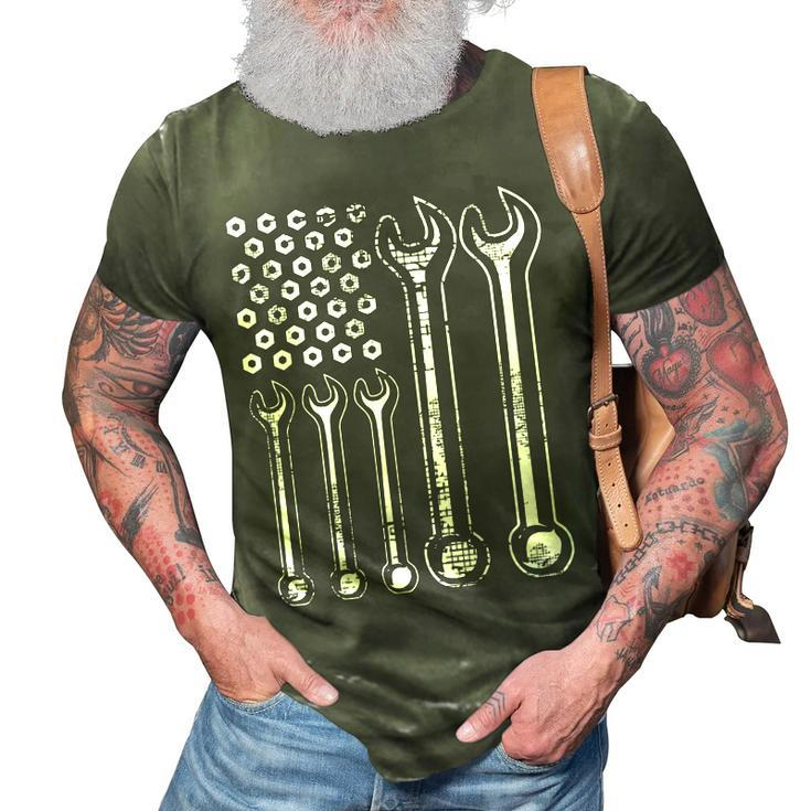 Usa American Flag Mechanics Auto Repair Gift For Mens 3D Print Casual Tshirt