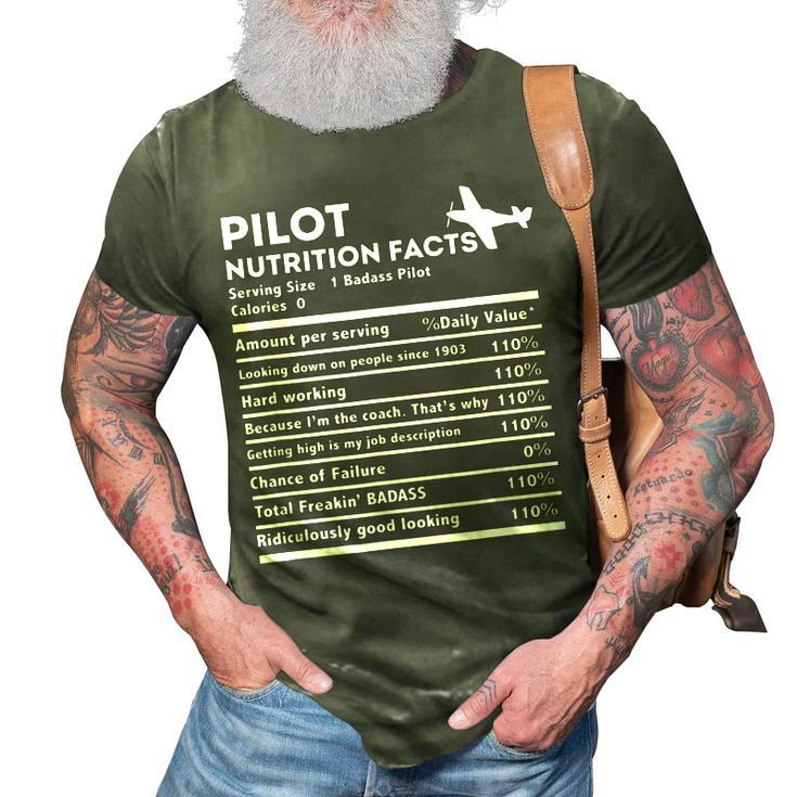 Veteran Pilot Nutrition Facts Gift Idea For Dad Grandpa 3D Print Casual Tshirt
