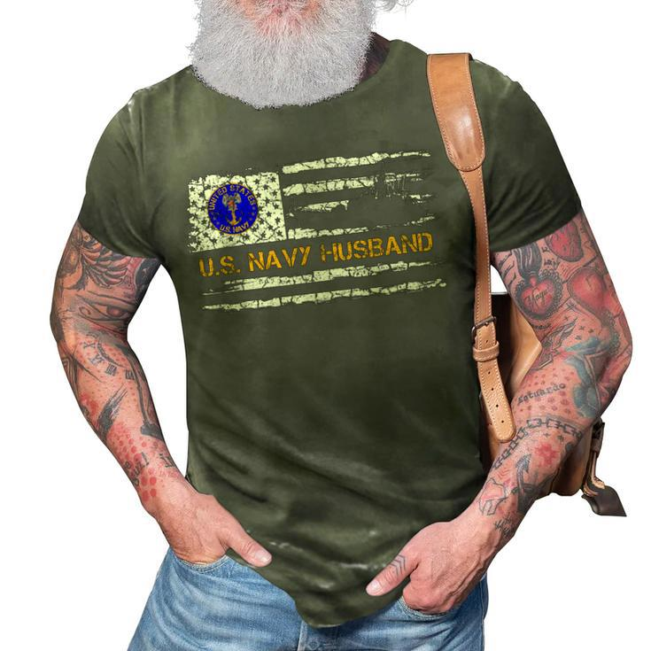 Vintage American Flag Proud Us Navy Husband Veteran Military 3D Print Casual Tshirt