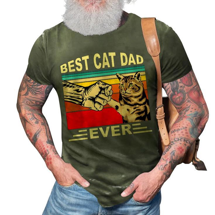 Vintage Best Cat Dad Ever And Retro For Dad Men Fathers Day 3D Print Casual Tshirt