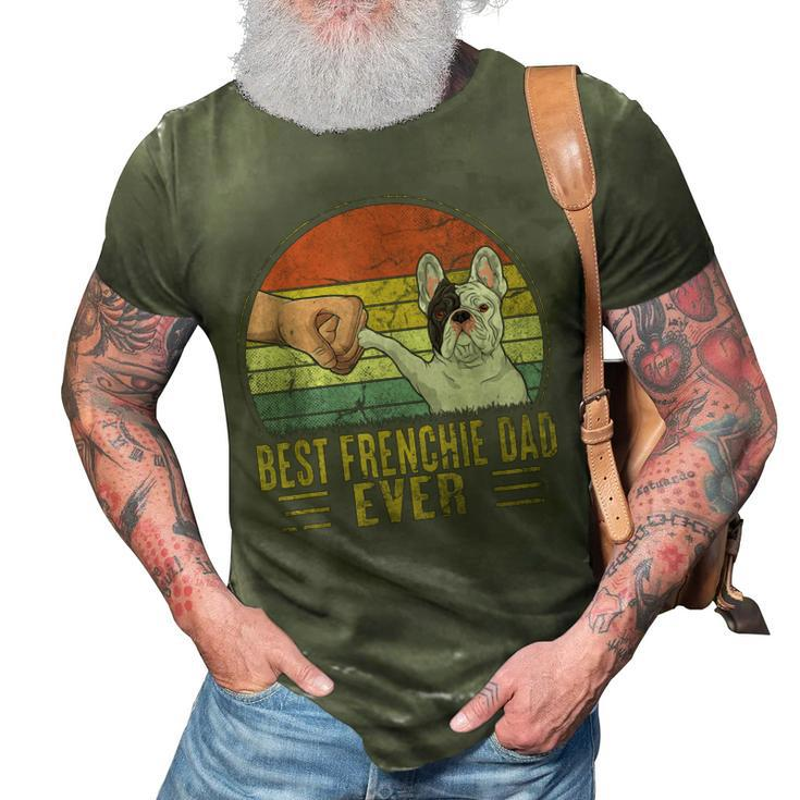 Vintage Best Frenchie Dad Ever Fist Bump French Bulldog Dad Gift For Mens 3D Print Casual Tshirt