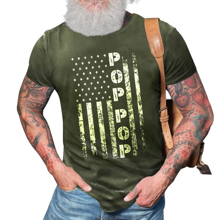 Vintage Best Pop Pop Ever Men American Flag Idea For Grandpa 3D Print Casual Tshirt