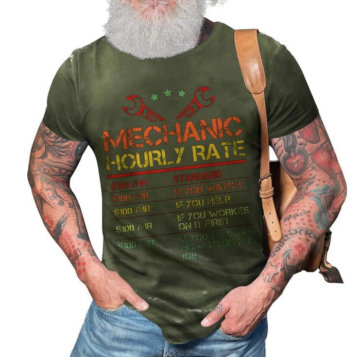 Vintage Mechanic Hourly Rate Costume Labor Rates Gift Men 3D Print Casual Tshirt