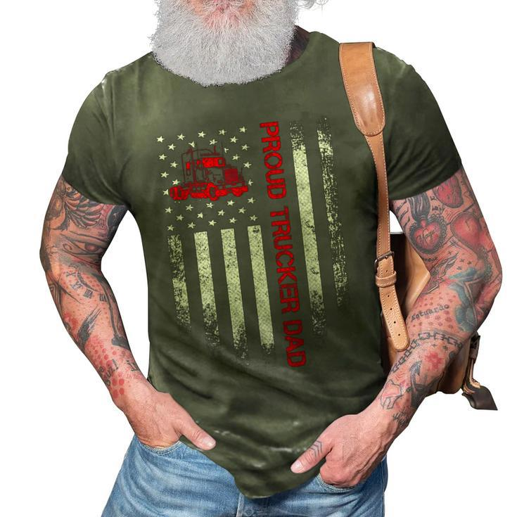 Vintage Usa American Flag Proud Trucker Truck Driver Dad 3D Print Casual Tshirt