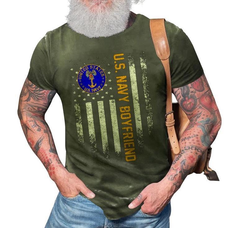 Vintage Usa Flag Us Navy Proud Boyfriend Veteran Military 3D Print Casual Tshirt